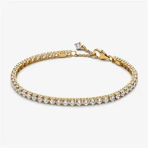 Pandora Sparkling Tennis Bracelet - 14K Gold Plating / Cubic Zirconia - Sz. 18 cm