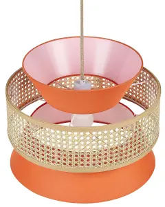 Pendant Lamp Coral Red and Natural LUYANO