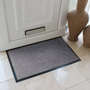 JVL Admiral Machine Washable Micorfibre Barrier Doormat 50x80cm Grey