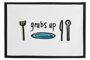 Stylish Set Of Four Doodle Grubs Up Placemats, Practical Placemats Set Of 4, Cotton Placemats For Table