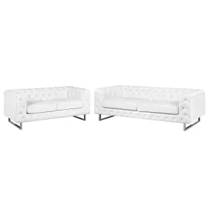 Faux Leather Sofa Set White VISSLAND