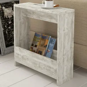 Beeler Modern Slim Compact Side Table Antique White