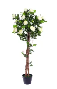 Best Artificial 4ft - 120cm White Rose Flower Tree