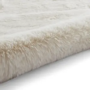 Sheepskin Ivory Plain Shaggy Rug, 50mm Thickness Modern Rug, Luxurious Rug for Living Room, & Dining Room-60cm X 180cm (Double)