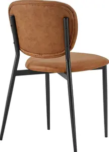 Kelmarsh Set Of 2 Cognac Colour Vegan Leather Upholstered Dining Chairs - Dining Room Chairs - Dining Table Chairs - Daals - Dining Chairs