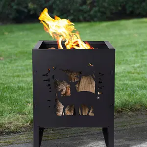 Square Deer Fire Basket - (FF484), Fire Bowl