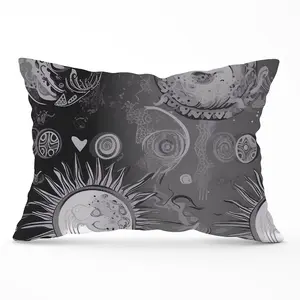 Black Grey Abstract Sun and Moon Cushions 33cm x 48cm