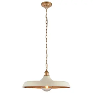 Luminosa Afragola Dome Pendant Ceiling Light Matt Warm White, Satin Gold Paint