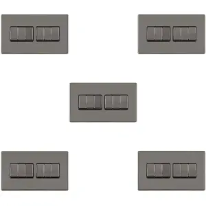 5 PACK 6 Gang Multi Light Switch SCREWLESS BLACK NICKEL 2 Way 10A Slim Rocker