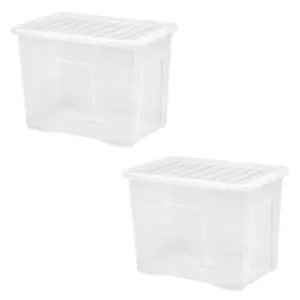 1 x Large See Through 80 Litre Crystal Clear Transparent Storage Box With Lid