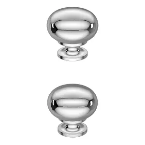 GoodHome Chervil Chrome effect Kitchen cabinets Round Pull Handle (L)3.2cm (D)30.5mm, Pack of 2