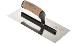 Toolty Stainless Steel Trowel with Cork Handle on Aluminium Foot 280mm for Plastering Rendering Finishing Smoothing DIY