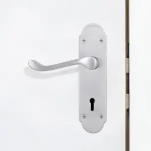 AFIT Satin Chrome Door Handles for Key Lock - Victorian Scroll Shaped - 1 Pair of Internal Door Handles