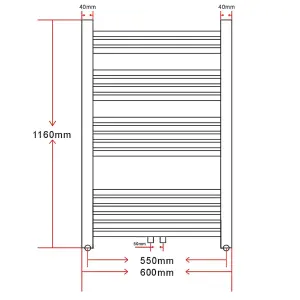 Bathroom Radiator Central Heating Towel Rail Curve 600 x 1160 mm