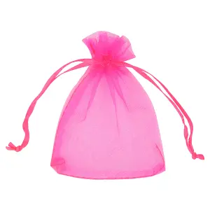 Neel Blue Pack of 100 Organza Bags, 7cm x 9cm Gift Bags Sheer Drawstring Pouches, Peach