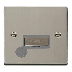 Stainless Steel 13A Fused Ingot Connection Unit With Flex - Grey Trim - SE Home