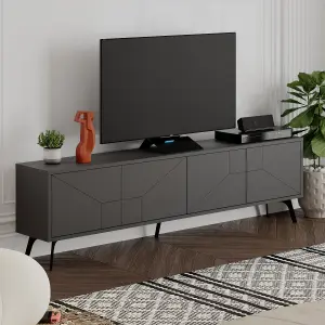 Decortie Dune Modern TV Unit Multimedia Centre with Storage Stylish TV Cabinet 65" TVs Anthracite Grey 180cm