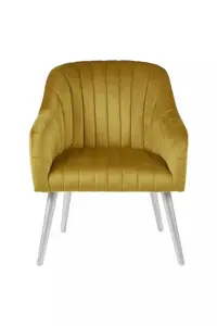 Interiors by Premier Comfortable Mustard Fabric Armchair For Reading, Mid-century Modern chair For Livingrooms, Sleek Armchair