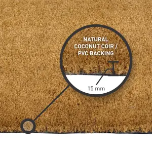 EHC PVC Backed Natural Coconut Coir Plain Entrance Matting Outdoor & Indoor Mat, 45 x 120 cm