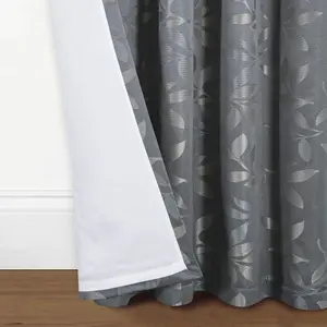 Home Curtains Lorenzo Fully Lined 45w x 48d" (114x122cm) Grey Eyelet curtains (PAIR)