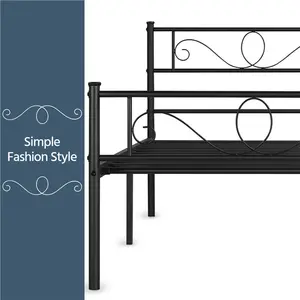 Metal Bed Frame with Headboard/Under-Bed Storage Black / Single (3')