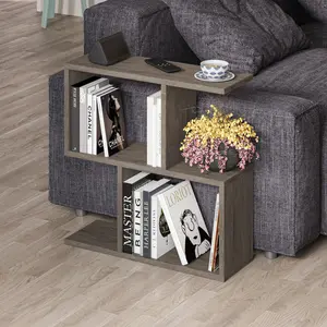 Barbara Side Table Modern 2-Tier Design with Storage Compartments Dark Coffee