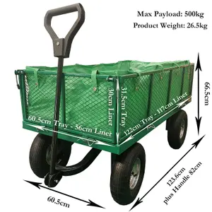 Heavy Duty Garden Cart Trolley Festival Hand Truck Wagon 500kgs Folding Sides