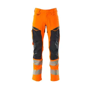 Mascot Accelerate Safe Trousers with Kneepad Pockets - Hi-Vis Orange/Dark Navy   (40.5) (Leg Length - Regular)