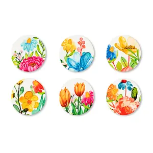 Blooming Round 6 Piece Coaster Set (Set of 6)