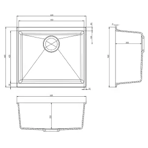 Astini Dante 500 1.0 Bowl Granite Black Undermount Kitchen Sink & Waste