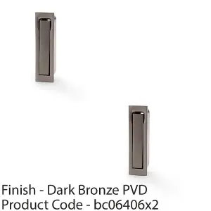 2 PACK - Flush Sliding Pocket Door Pull Handle - Dark Bronze 70mm x 19mm Finger Edge