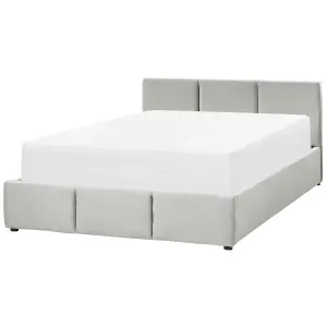 Velvet EU Double Size Ottoman Bed Light Grey BOUSSE