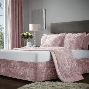 Catherine Lansfield Bedroom Crushed Velvet Divan Base Wrap Blush Pink