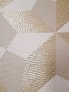 Linear Diamond Geometric Wallpaper Metallic Gold Beige Retro Paste Wall Vinyl