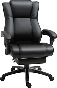 Vinsetto Executive Office Chair: High-Back Swivel Recliner, PU Leather, Footrest & Wheels, Black | Aosom UK