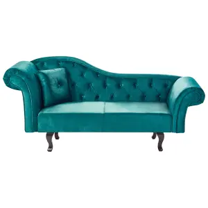 Left Hand Velvet Chaise Lounge Green LATTES II