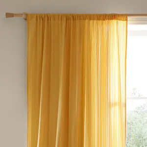 Pineapple Elephant Zofia Broderie Cotton Anglaise 55x90 Inch Tab Top Voile Curtain Panel Ochre