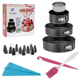 20PCS Cake Decorating Set Nonstick Tin, Sieve, Demoulding Kniifee & Removable Pan