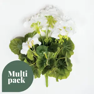 Blooming Artificial - Multi Pack Faux Geranium Bush Bundle - Outdoor Fake Flower