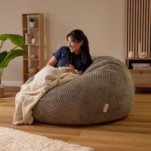 icon Nimbus Corduroy Foam Filled Giant Grey Bean Bag Chair