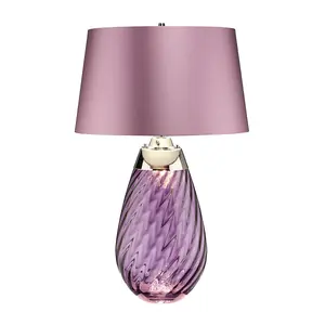 Table Lamp Heather Shade Plum tinted Glass / Heather Shade LED E27 60W Bulb