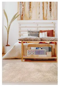 Soft Washable Collection Plain Design Shaggy Rug in Beige  SA-02