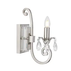 Luminosa Oksana 1 Light Indoor Candle Wall Light Polished Nickel Plate, E14