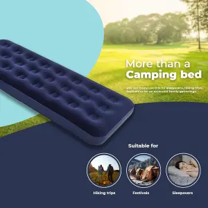 MantraRaj Soft Flocked Single Inflatable Air Bed Mattress Relaxing Blow Up Bed Camping Bed Equipment Comfort Sleeping Air Bed