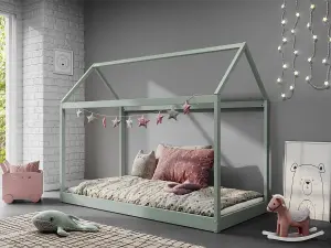 Taylor Kids Wooden Bed Single House, Pastel Green