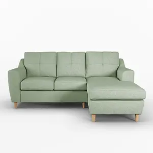 Baxter Fabric L Shaped 3 Seater Corner Sofa With Chaise Sage Right Hand Facing