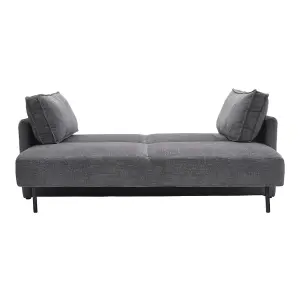 3 Seater Upholstered Sofa Bed Convertible Sofabed Sleeper Couch Bed, Dark Grey