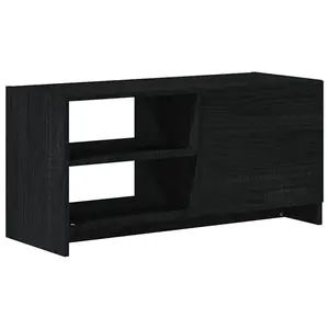 Berkfield TV Cabinet Black 80x31x39 cm Solid Pinewood