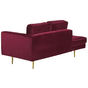 Right Hand Velvet Chaise Lounge Dark Red MIRAMAS