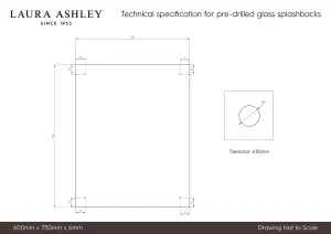 Laura Ashley Crystal Clear Glass Kitchen Splashback (Brushed Cap) 600 x 750mm